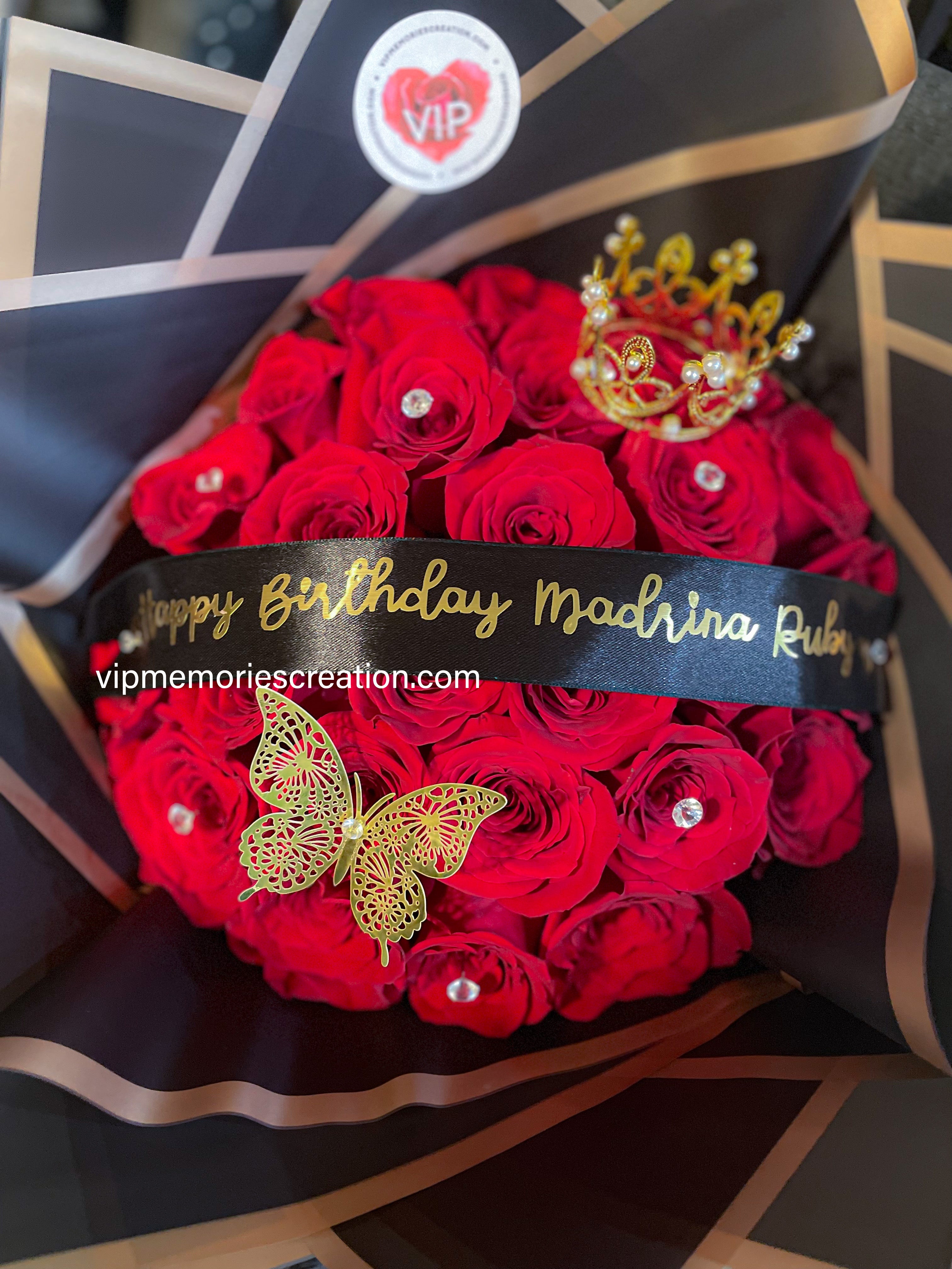 Custom Ramo Buchon 25 Roses – VIP Memories Creation